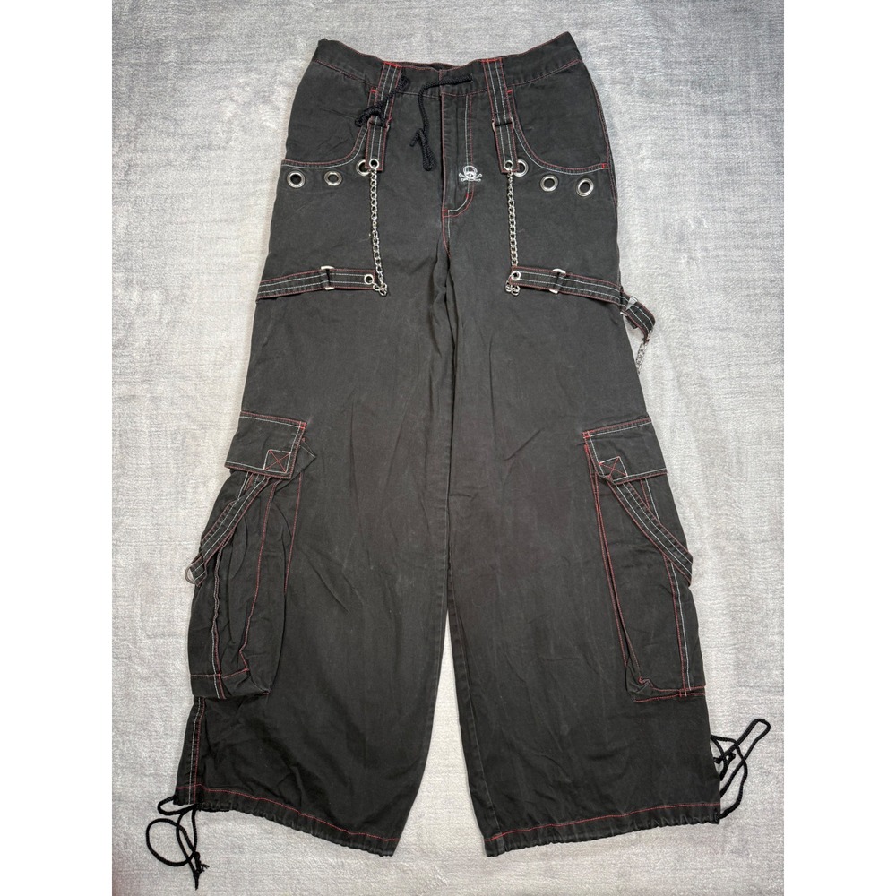R2 Randy Pants Mens 30 Black Red Baggy Wide Leg Chains Goth Bondage Festival